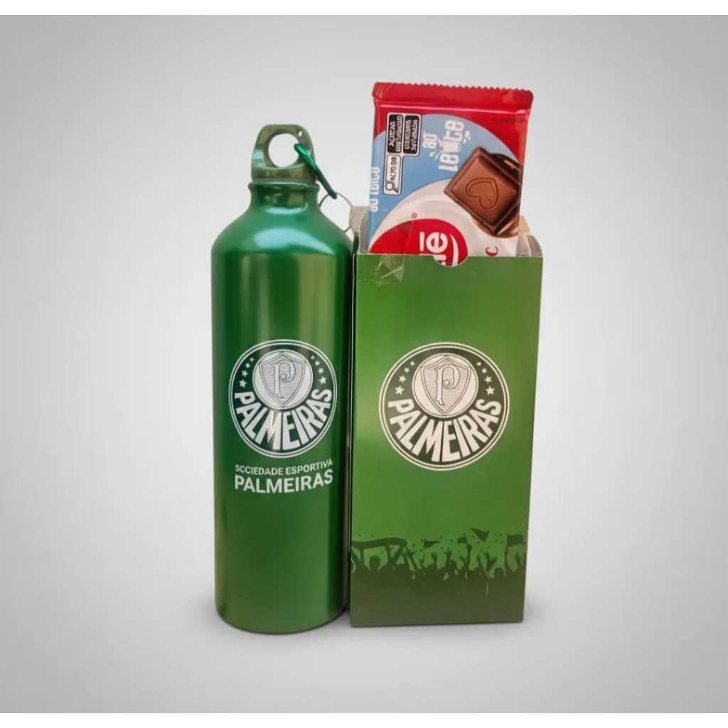 Kit Mães Palmeiras Torcedor Garrafa Alumínio + Chocolate