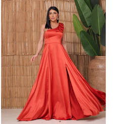 Vestido Longo Festa Elegante Crepe Amanda Um Ombro Para Casamento Madrinha Evento liquidaçao2026**$