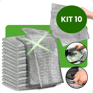 Kit 10 Pano De Limpeza De Arame Metálico Malha Não Oleosa Fogão De Cozinha Prato Panela Pia Multiuso em Oferta na Shopee