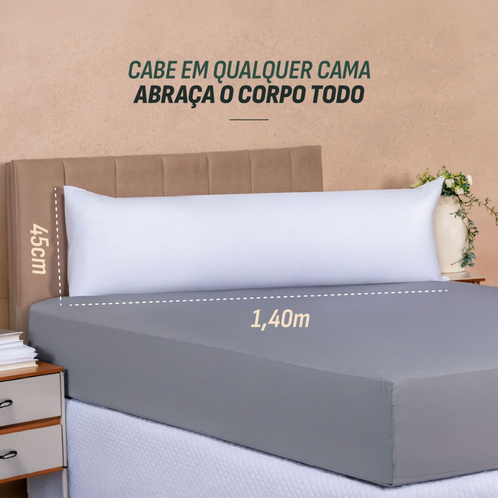 Travesseiro de Corpo Xuxão Ricardão Micropercal 400 Fios Super Cheio Capa de Ziper + Refil 1,40x0,45 — imagem 2 de 2