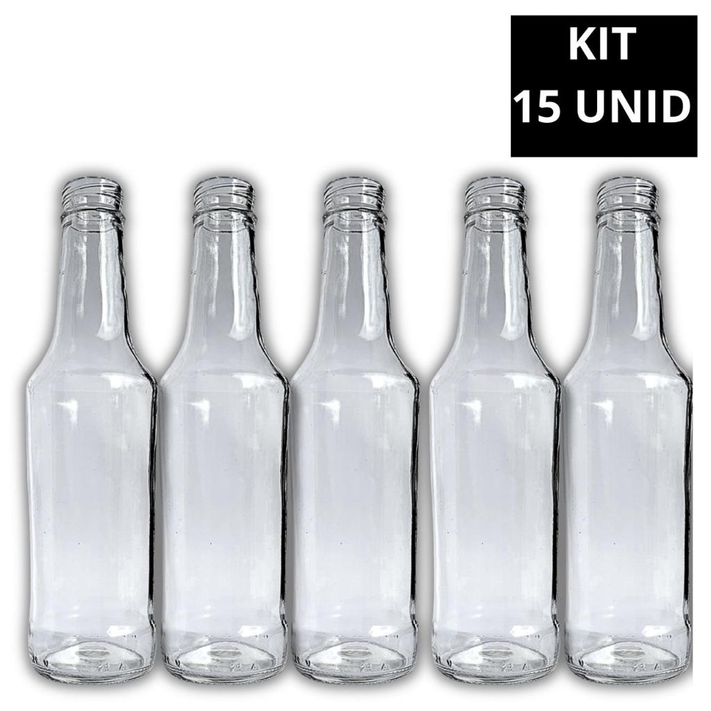 Kit de 15 Garrafas de Vidro 275ml  para Artesanato Lembrancinha Molho Pimenta Licor