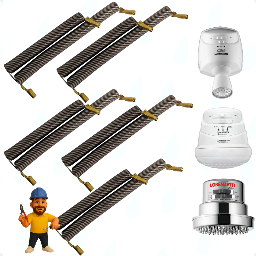 Kit 5 Resistência Tradição Loren Ducha Jet Set Satisfaction Jet Control Multitemperaturas 6800w 220v