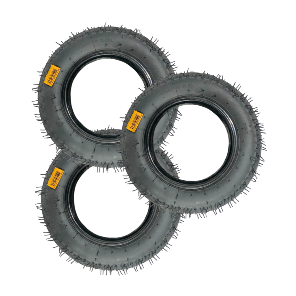 Kit 3 Pneus 3.50-8 Carrinho de Mão e Plataforma 2L 150kg