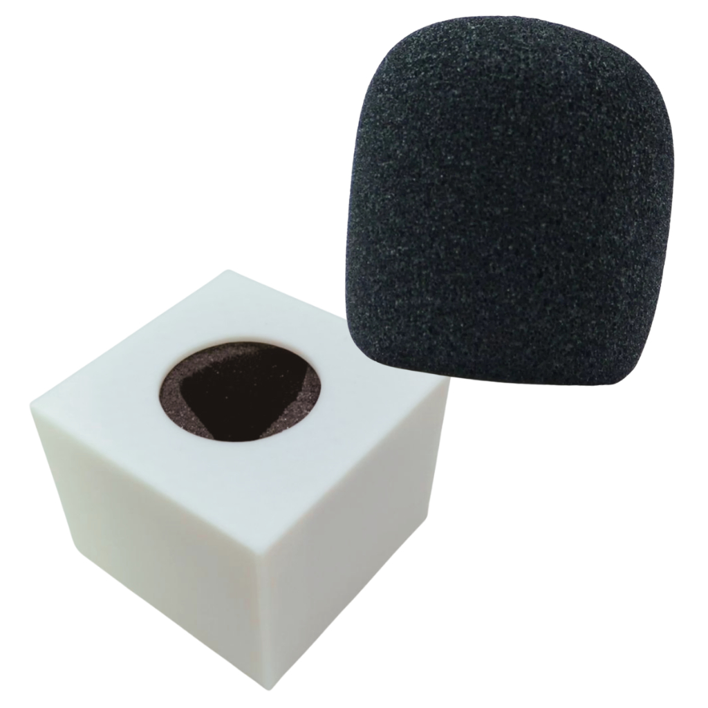 Canopla Microfone Quadrada Branco Com Espuma Protetora