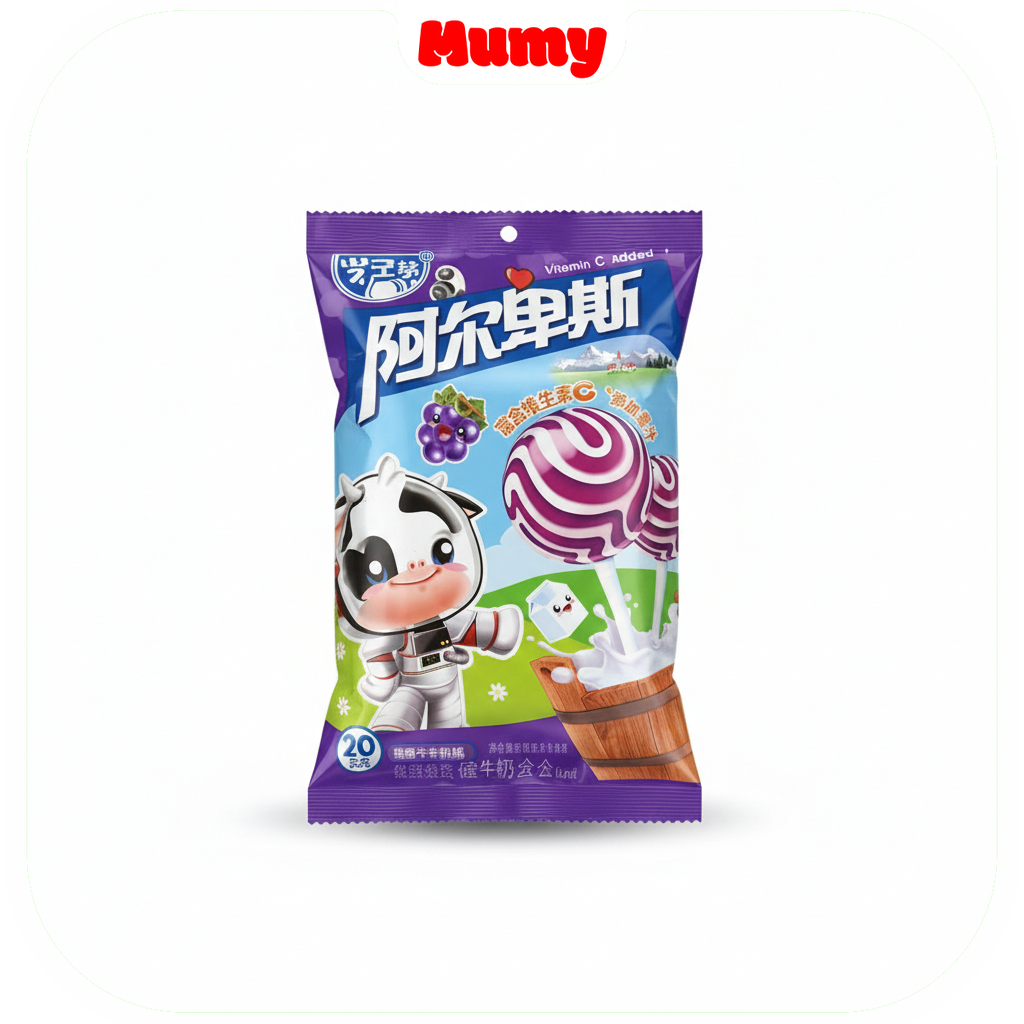 Pirulito De Leite Sabor Uva Alpenliebe 200g - Milk Lollipop Grape - Mumy Box