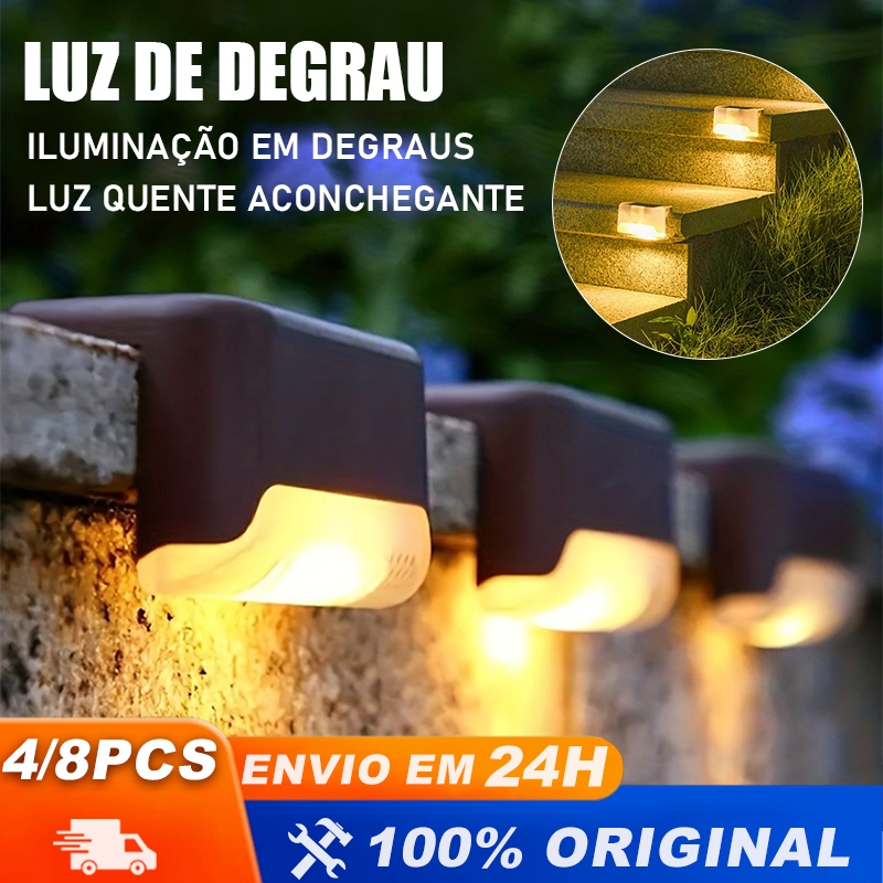 Kit Luminária Solar 4/8pcs De Escada e Parede a Prova Dágua Para Decoração Externa De Jardim e Muro em Oferta na Shopee