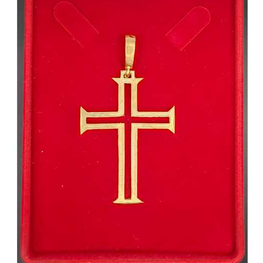Pingente Moeda Antiga Medalha Cruz Crucifixo Jesus Vazada Cor Identica Ouro Acabamento Premium