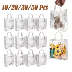Kit 10/20/30/40/50 Sacola Transparente PVC para Presente Lembrancinha Festa Infantil Casamento Embalagem Reutilizável