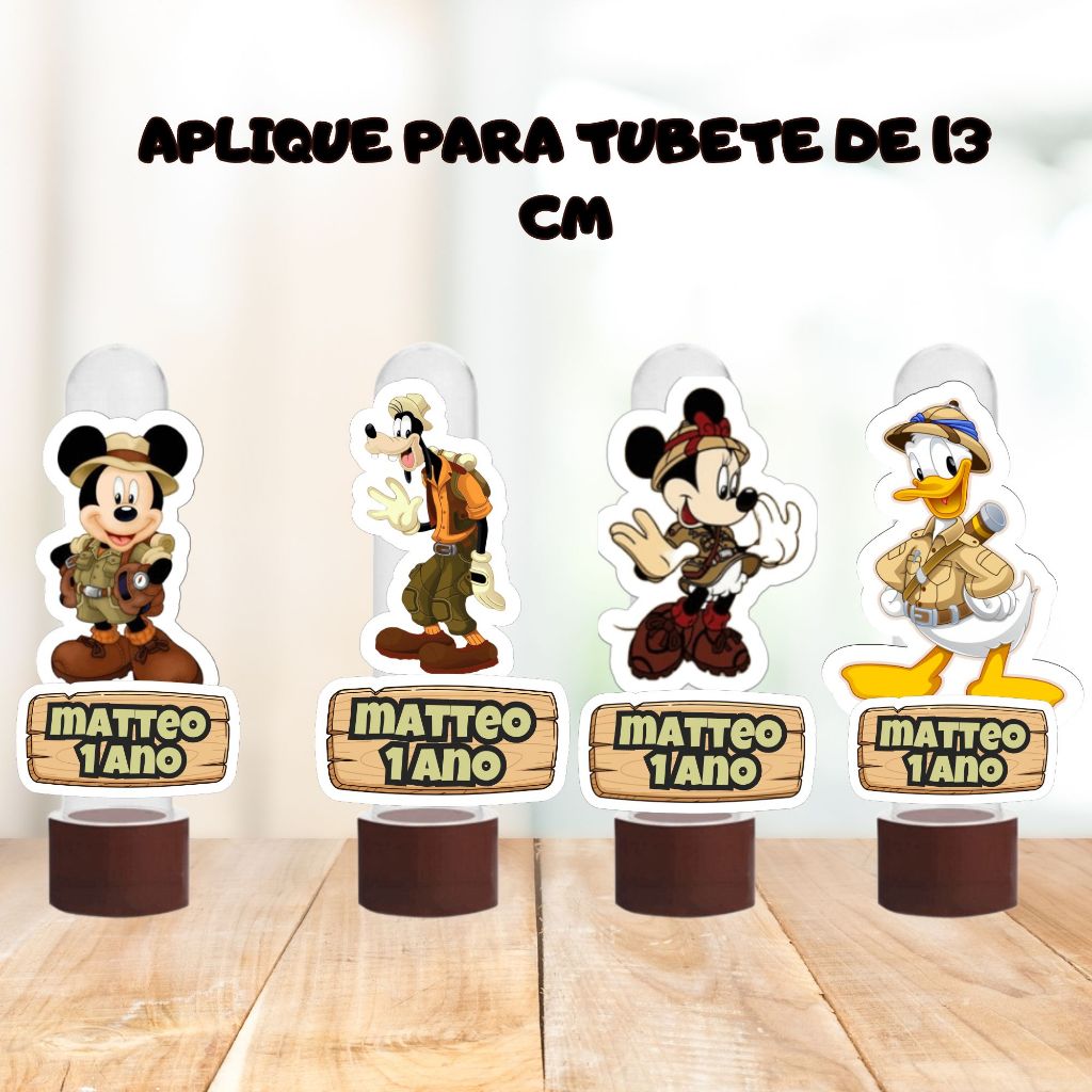 Apliques para Tubete Personalizados Mickey Safari | Qualquer Tema | Festa Infantil | Lembrancinhas