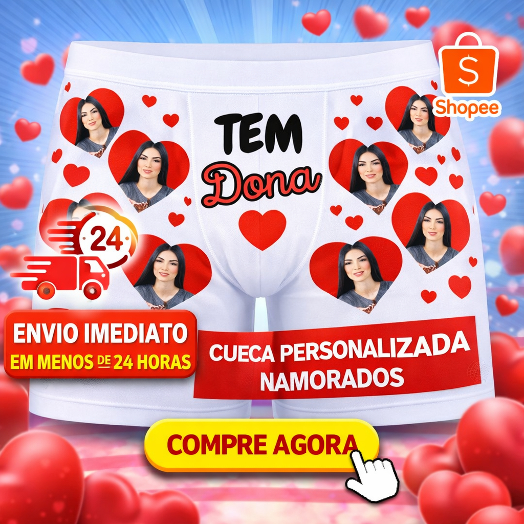 Cueca personalizada com foto coração em Oferta na Shopee