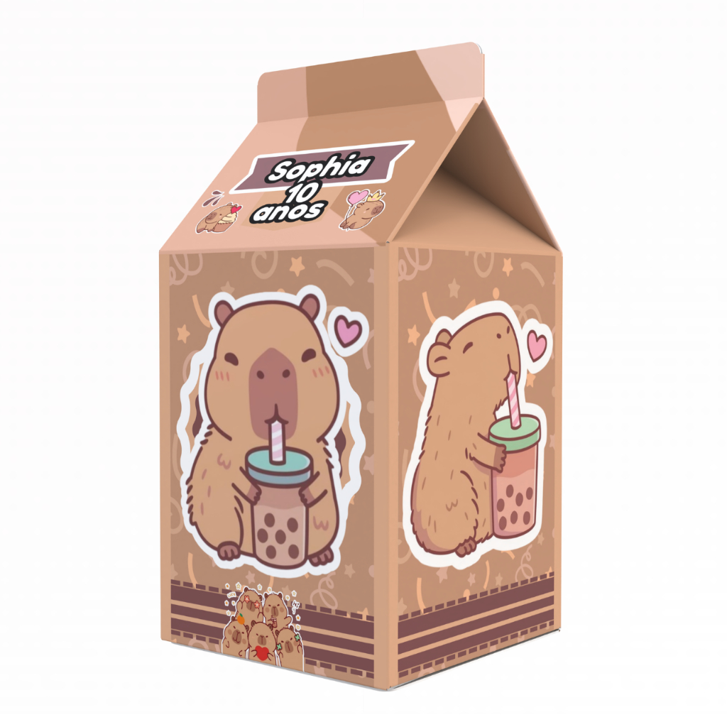 Caixinha Milk Capivara Fofa - para Festa Personalizada - Lembrancinha para Festa