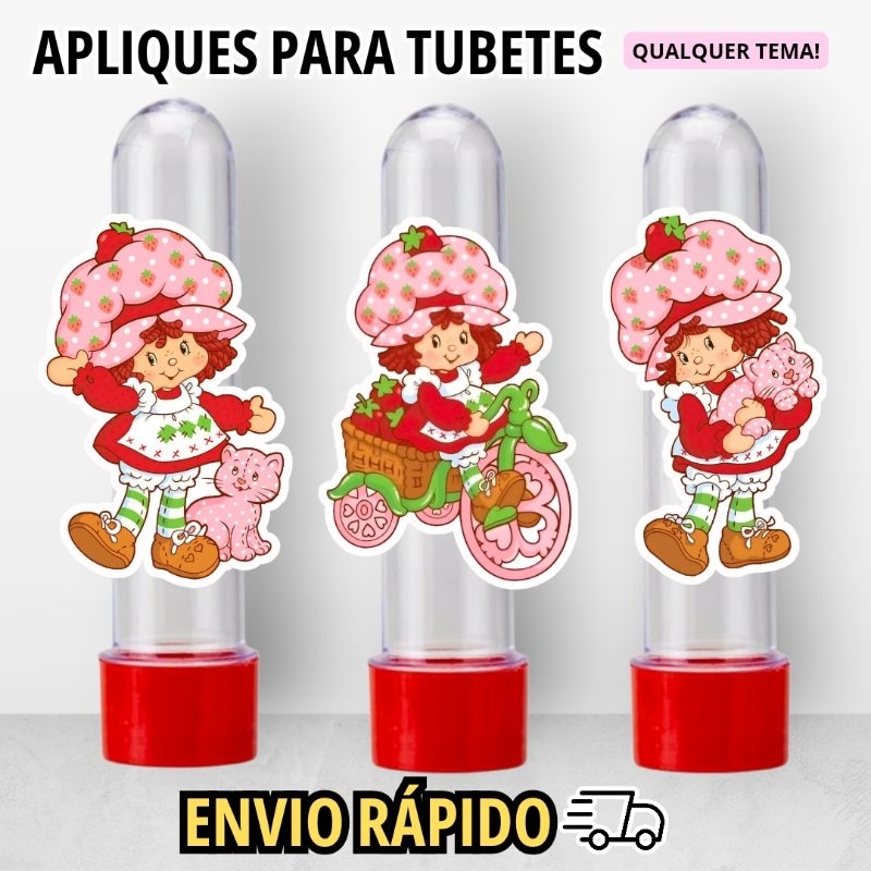 20 apliques para Tubetes MORANGUINHO, personalizados lembrancinhas festa aniversário