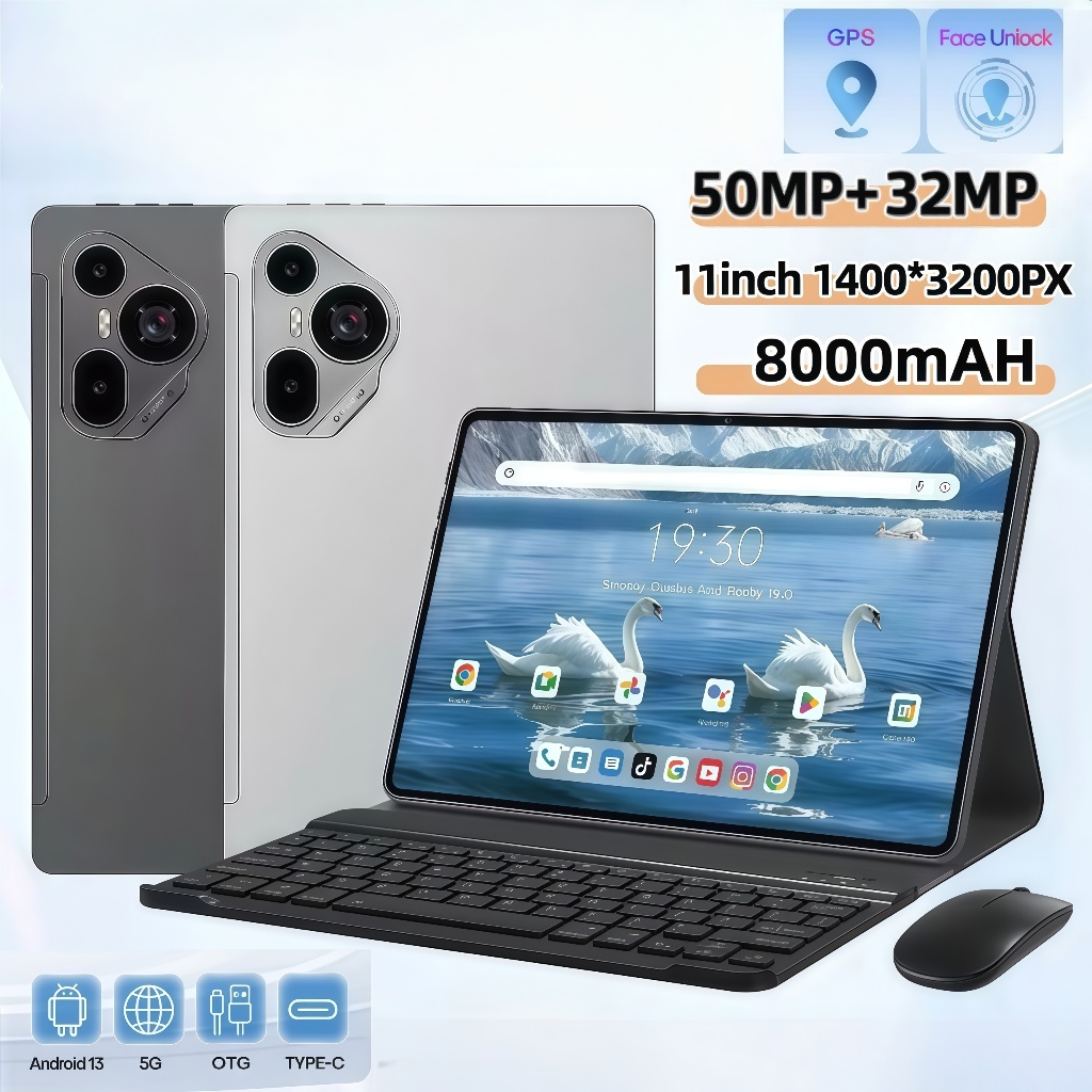 Tablet 10.1” com Teclado+Mouse 6GB RAM 128GB Android  Câmera 50MP 8000mAh Android 13