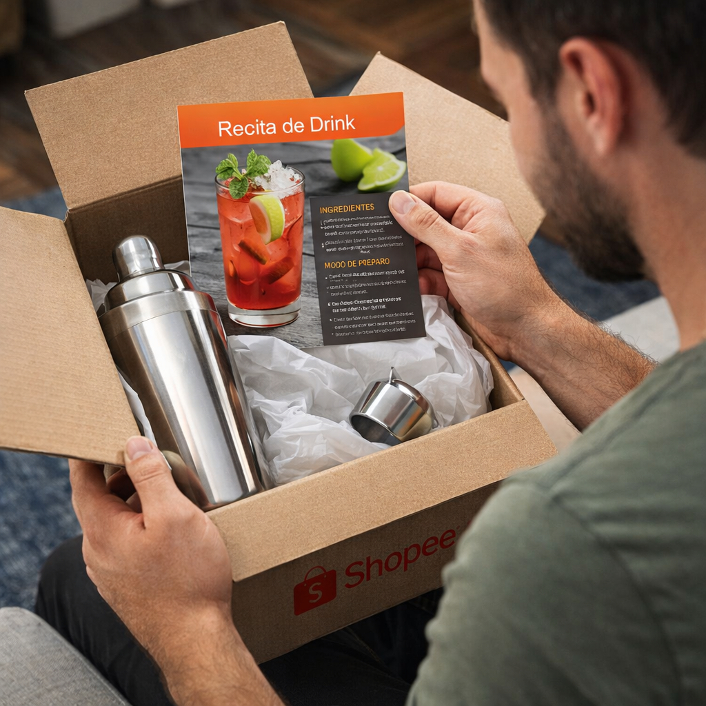 Coqueteleira Inox 500ml Não Vaza Fácil Limpeza Acompanha Receita de Drink Iniciante ou Profissional