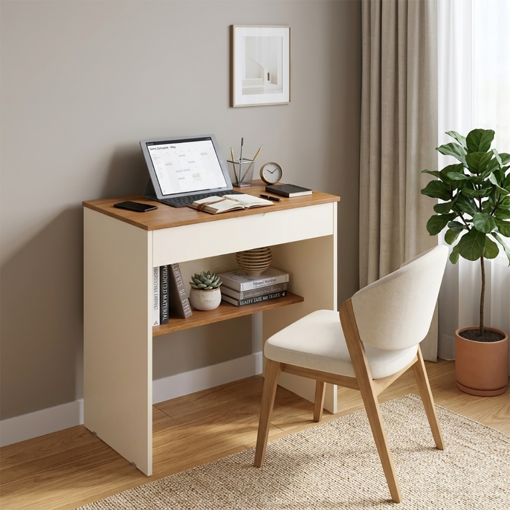 Mesa Escrivaninha Com Gaveta E Nicho Para Quarto Escritório E Penteadeira De Parede Multiuso Oferta