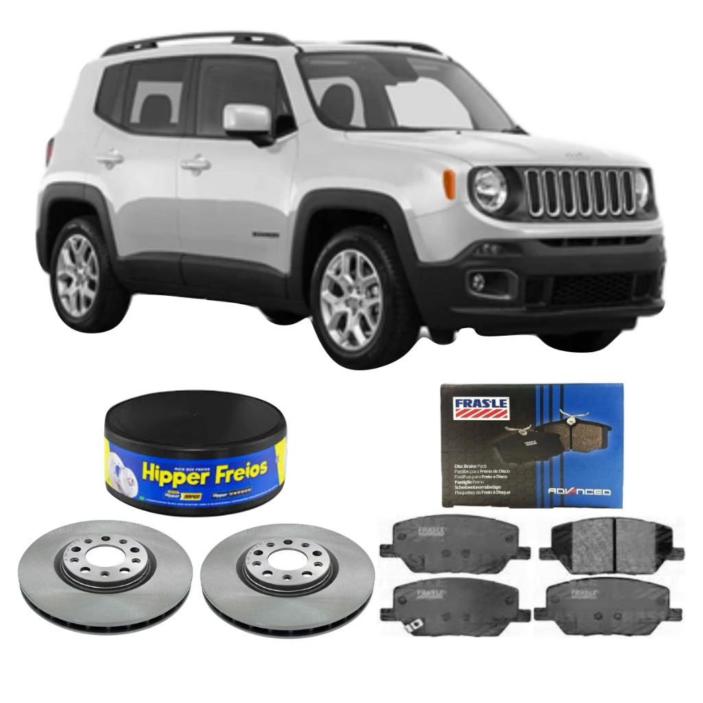 Kit Disco + Patilha De Freio Dianteira Renegade 1.3 1.8 2.0 2015 A 2025 Hipper Freios Frasle