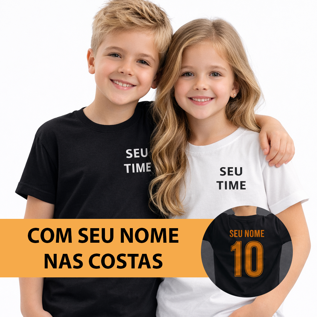 Camisa Camiseta Infantil Time Futebol Personalizada Unissex