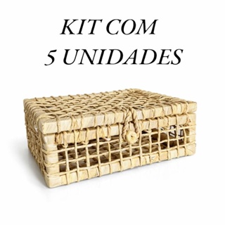 PROMOÇÃO! KIT 5 CESTAS MALETA PALHA DE MILHO N°2 – PRONTA ENTREGA em Oferta na Shopee