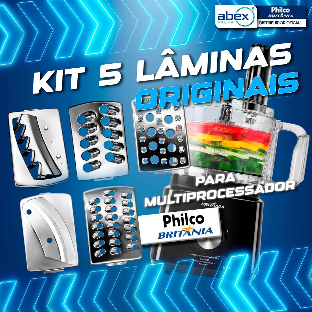 Kit Com 5 Laminas Quadradas Para Multiprocessador Philco Britania All In One Fun Kitchen Original