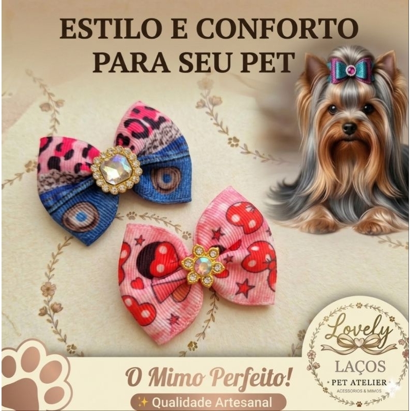 Kit Econômico 20 a 100 Laços Sortidos para Petshop com Elástico / Banho e Tosa Alta Qualidade