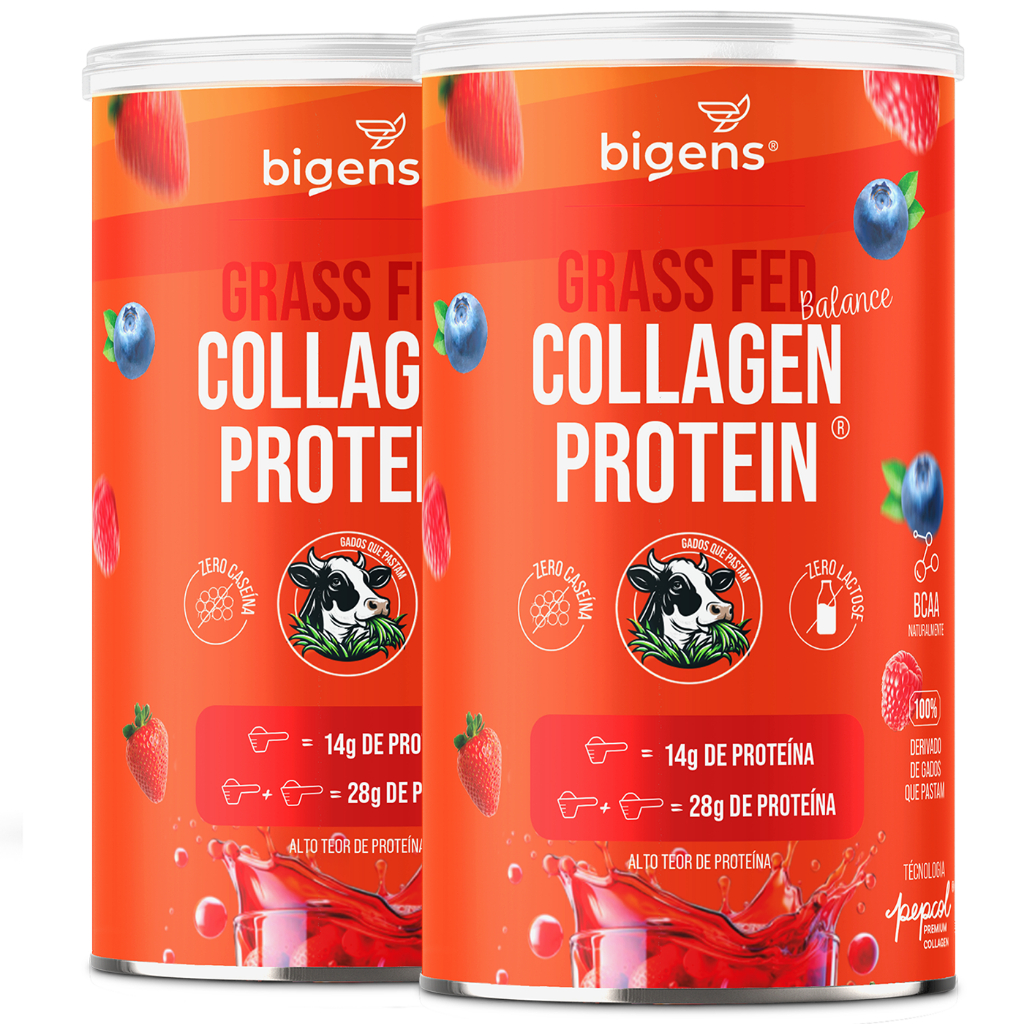 Kit 2x Grass Fed Balance Collagen Protein® 28g Proteína | Colágeno Pepcol® | Frutas Vermelhas | 560g Bigens