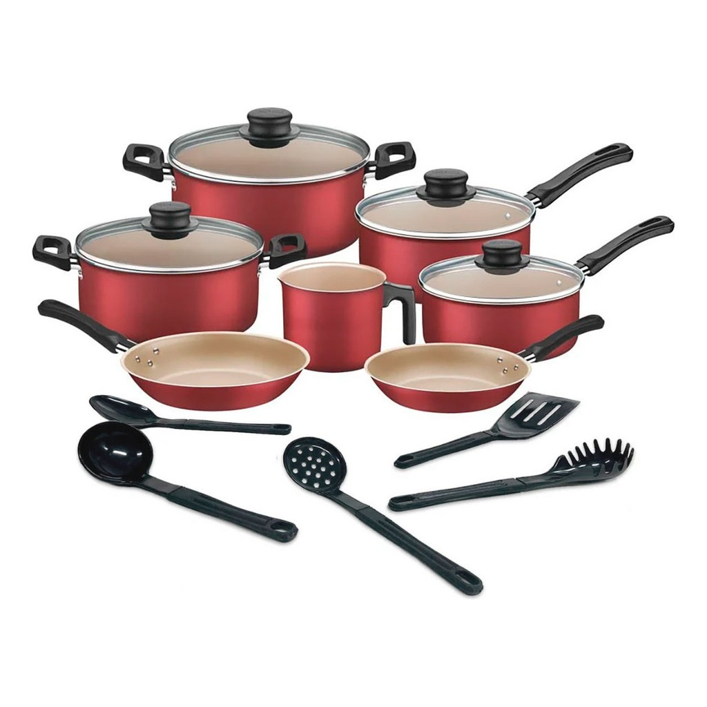 Jogo De Panelas Tramontina Turim 12 Peças Antiaderente com Utensílios de cozinha em Oferta na Shopee