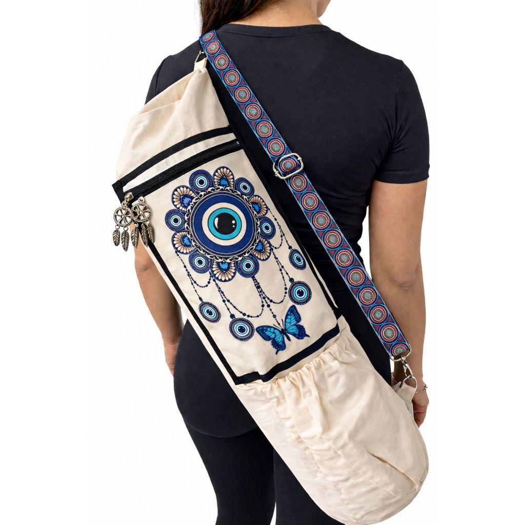 Bolsa para Tapete Yoga com Alça Ajustável Bolso Garrafa Estampa Exclusiva Conforto Premium AZUL