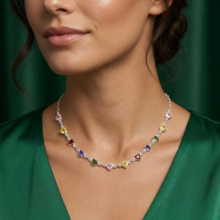 Choker Corações Coloridos em Prata 925 Gargantilha Feminina em Oferta na Shopee