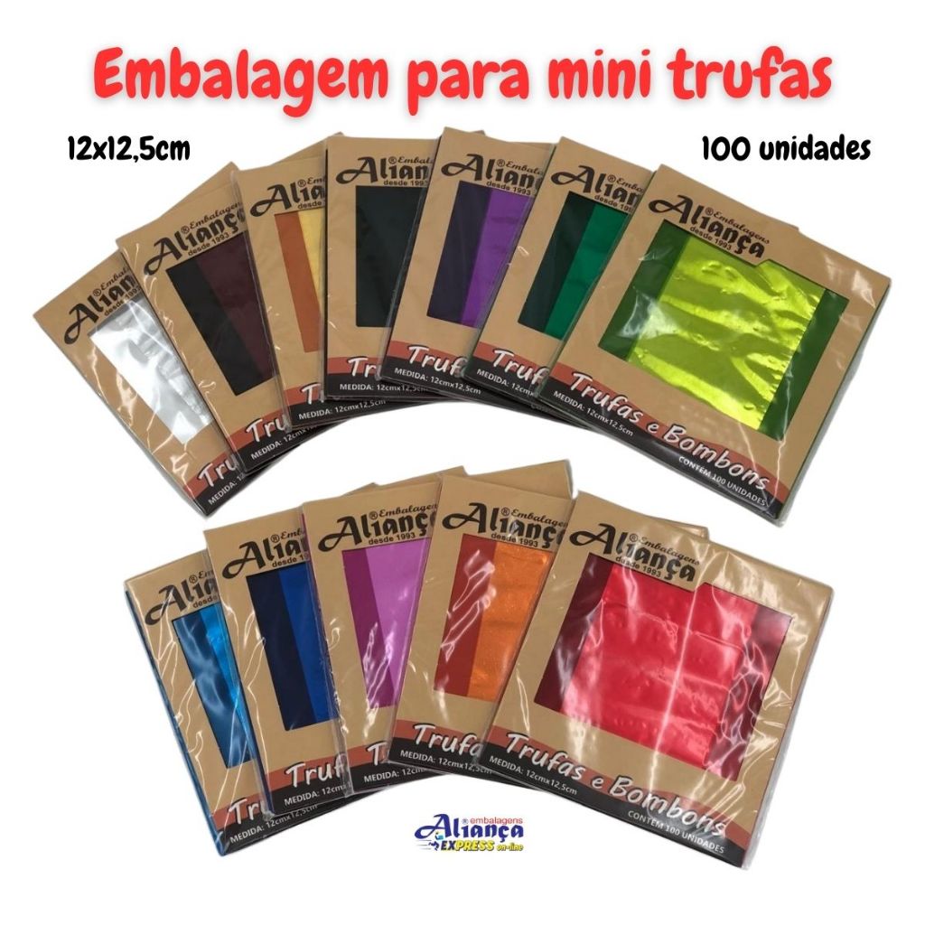 100 Embalagem para Mini Trufa 12x12,5cm embalagem para doces e bombons em Oferta na Shopee