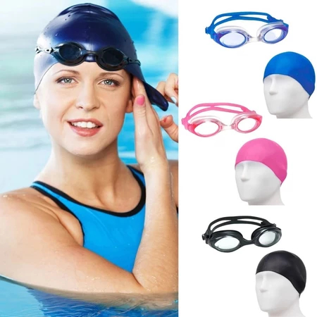 Touca de Natação Kit Natação Completo Touca E Óculos à Prova d'água Revestido Silicone para Adultos