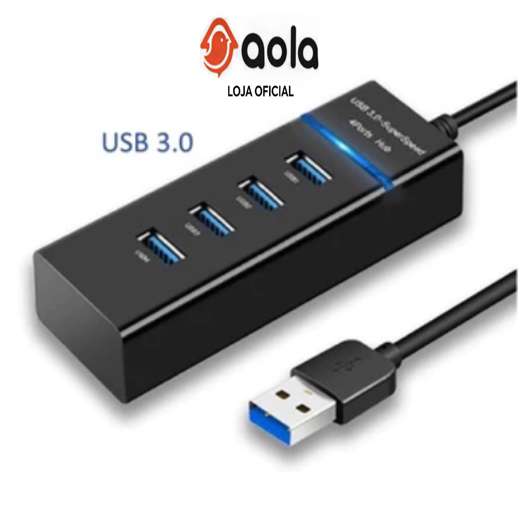 Hub USB 3.0 de 4 Portas Expansor de Alta Velocidade para Conexões Rápidas a 5 Gbps