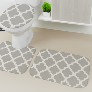 Jogo Tapete Banheiro 3 Peças Antiderrapante Super  Lavável Várias Cores Premium em Oferta na Shopee