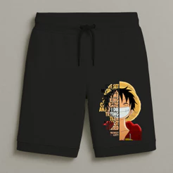 Bermuda Moletom Masculina Infantil Estampada Luffy Sorriso Conforto Streetwear Do Tamanho 8 Ao 16