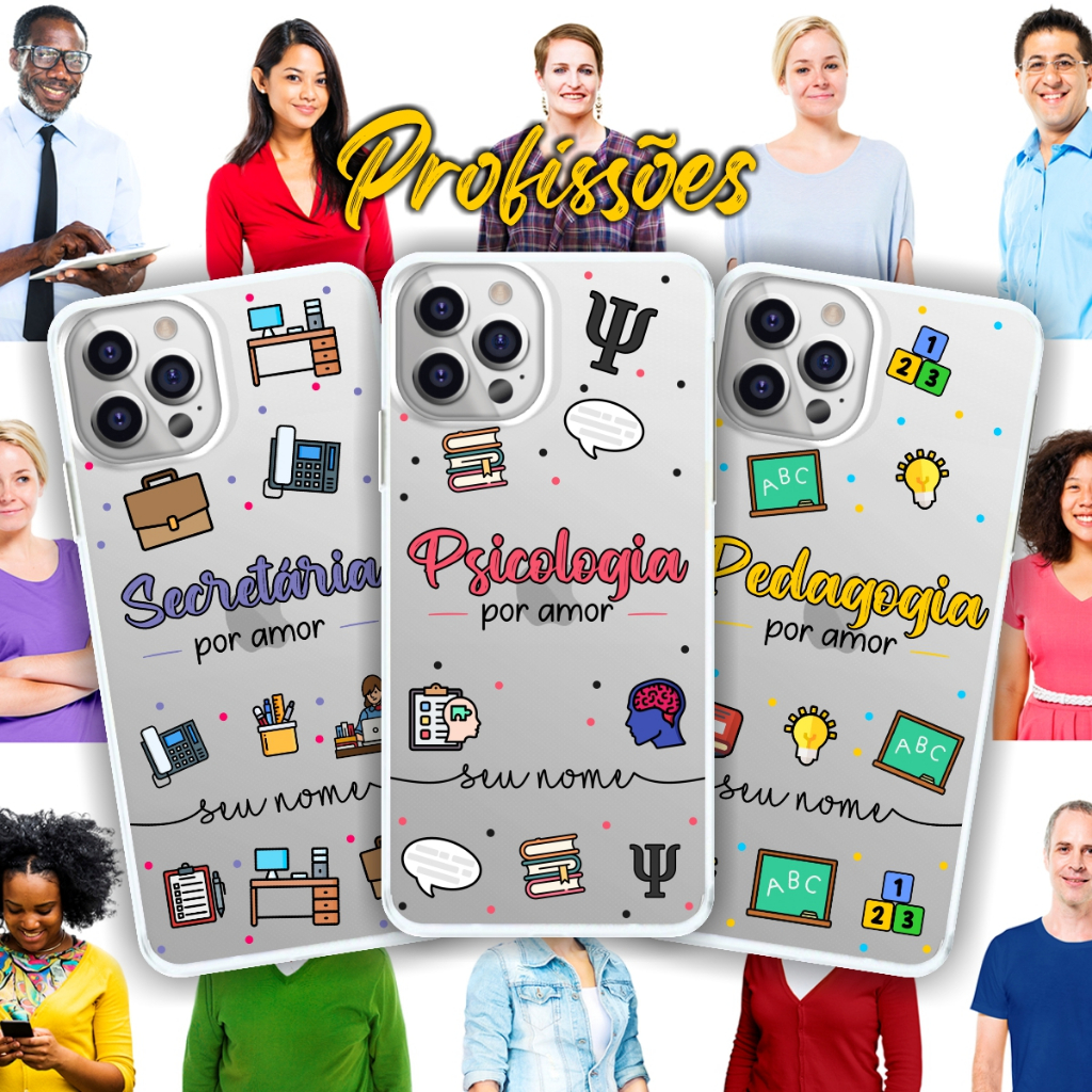 Capa de celular Policial Psicologia Pedagogia Turismo Química Capinha