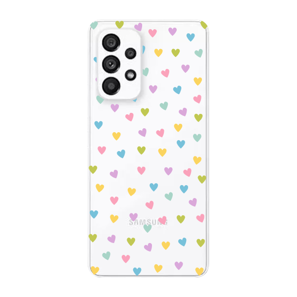 Capinha para Samsung A53 5G Anti Impacto Personalizada - Corações Coloridos com fundo transparente