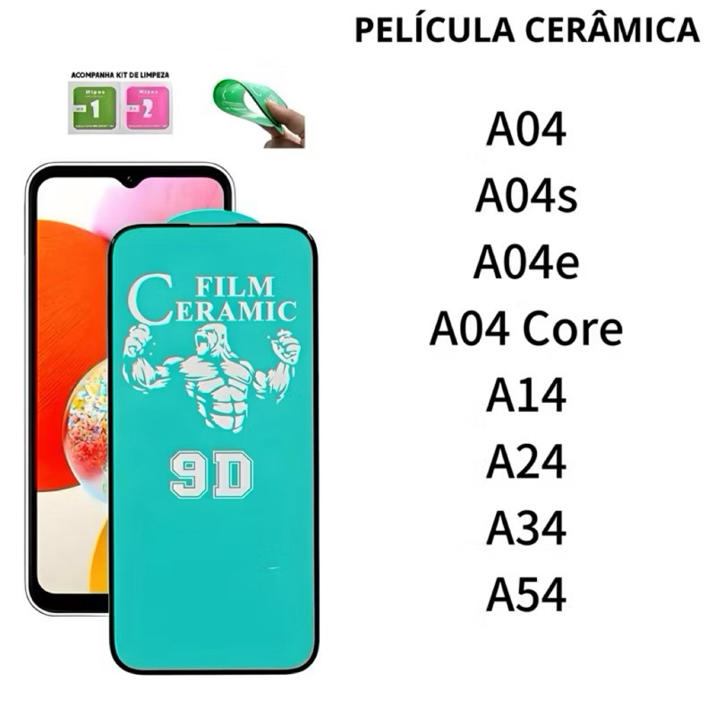 Película Cerâmica 9D Flexível Hidrogel Para Samsung A04 A04s A04e A04 Core A14 A24 A34 A54