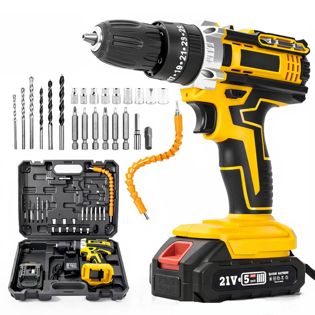 Furadeira Parafusadeira Elétrica 21v Profissional 2 Baterias Sem Fio Bivolt Linha Premium