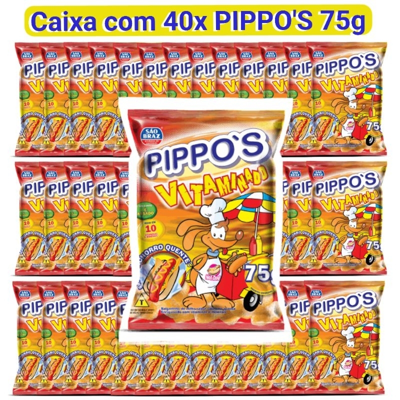 KIT com 40x Pippo's Vitaminado 75g da São Braz diversos sabores.