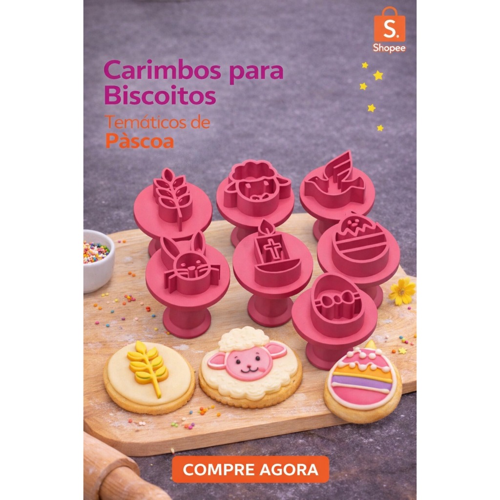 🐰 Kit Carimbo de Páscoa para Doces e Biscoitos pasta americana brigadeiro gourmet – Impressão 3D