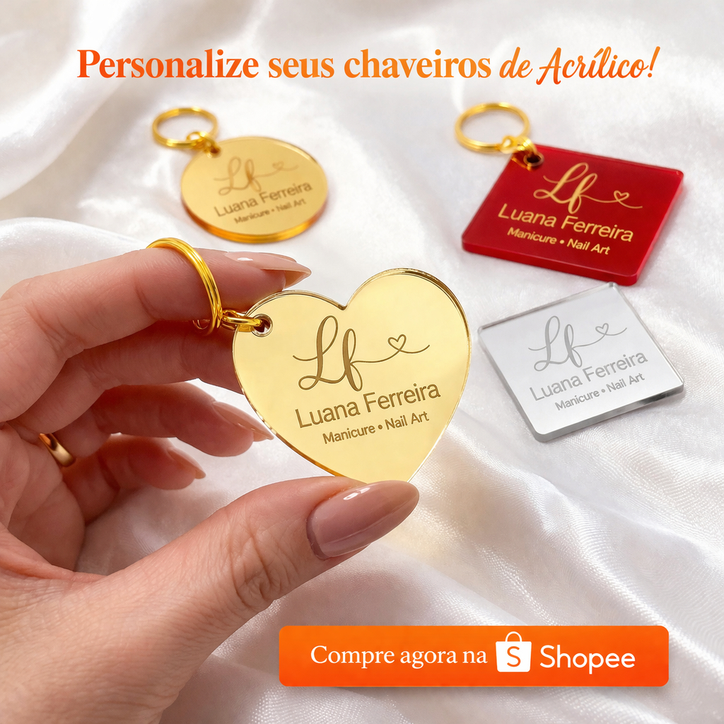 20 a 100 Unidades Chaveiro Personalizado Para Brinde Lembrancinha Mimo Loja Cliente Festa Acrílico Espelhado