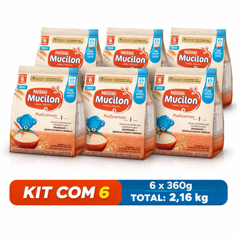 Kit 6x Mucilon Multicereais 360g Nestlé – A partir de 6 meses