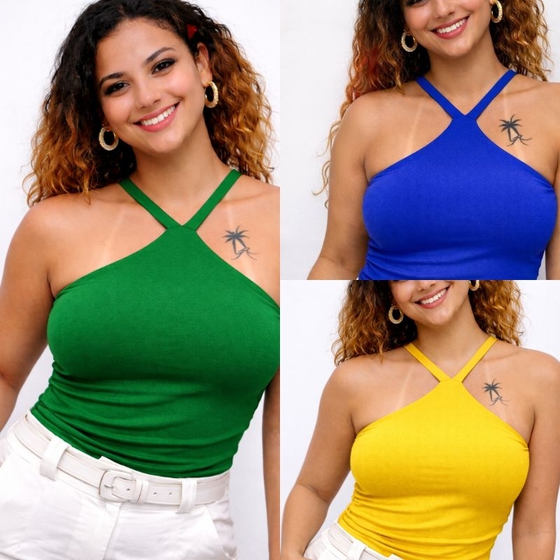 Blusa Copa do Brasil Feminina Frente Única Suplex Moda Torcida P ao GG
