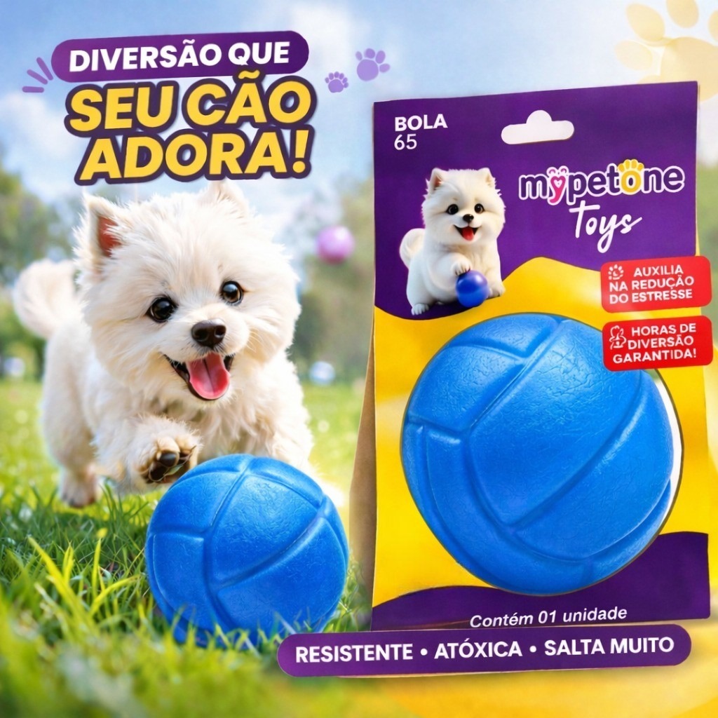 Bola Lisa Maciça Resistente para Cachorro - 45mm 55mm 65mm - Mypetone - Azul em Oferta na Shopee