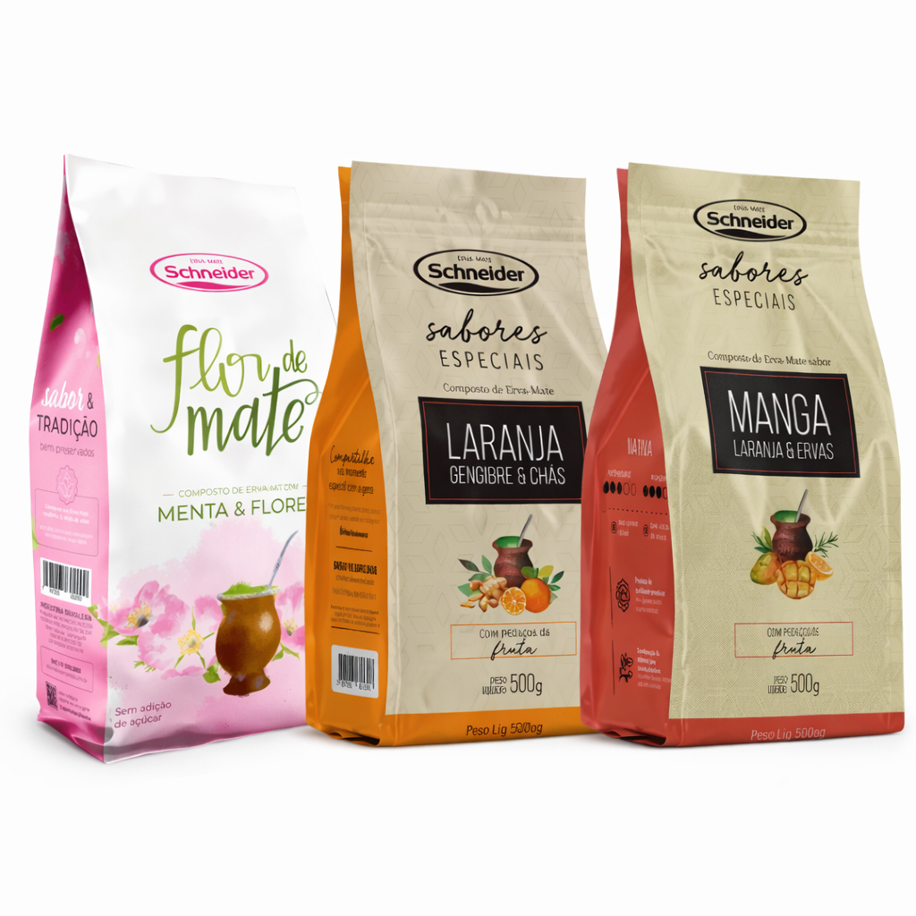 Erva Mate Chimarrão Schneider 500g Escolha Sabores Variados Chimarrão com Pedaços da Fruta