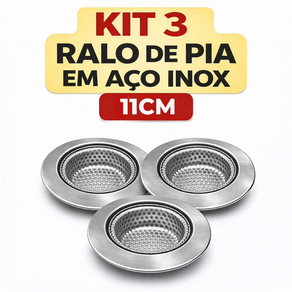 Ralo de Pia 11cm Kit 3 Unidades Para Cozinha Banheiro Area de Serviço Pronta Entrega