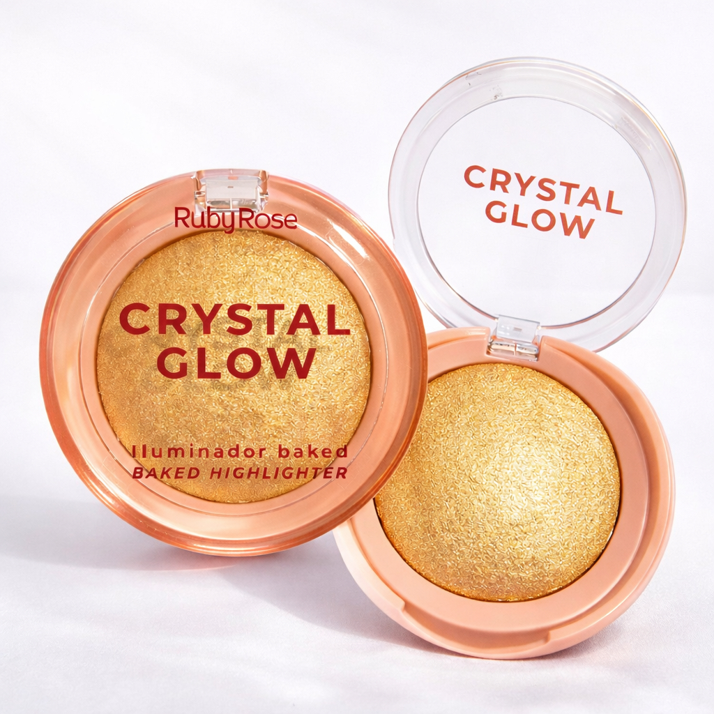 ILUMINADOR CRYSTAL GLOW RUBY ROSE Baked Brilho Intenso Radiante 6,5g