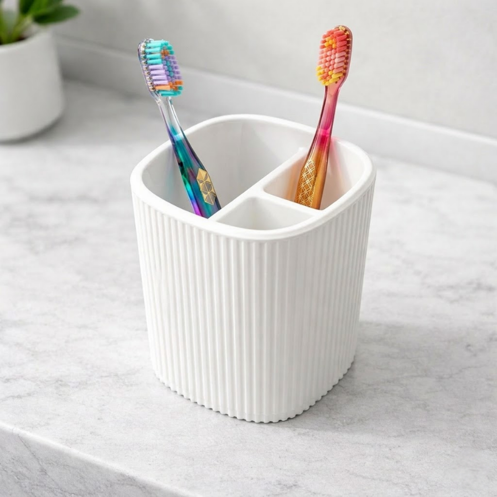 Organizador Porta Escova e Pasta de Dente Banheiro Compacto com Divisórias