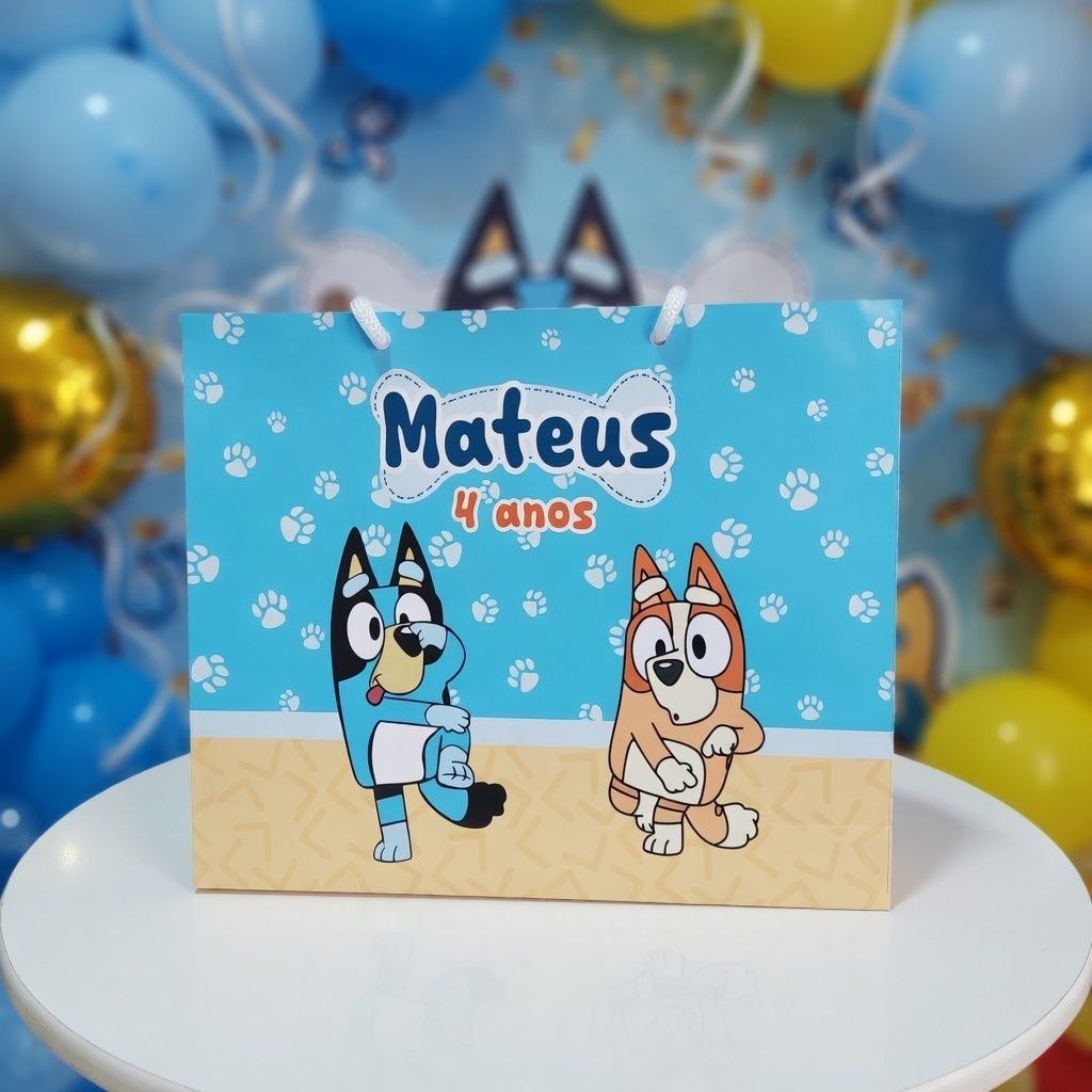 kit Sacolinhas Surpresa Personalizadas 20x15 - Lembrancinhas aniversario BLUEY MENINO Festa