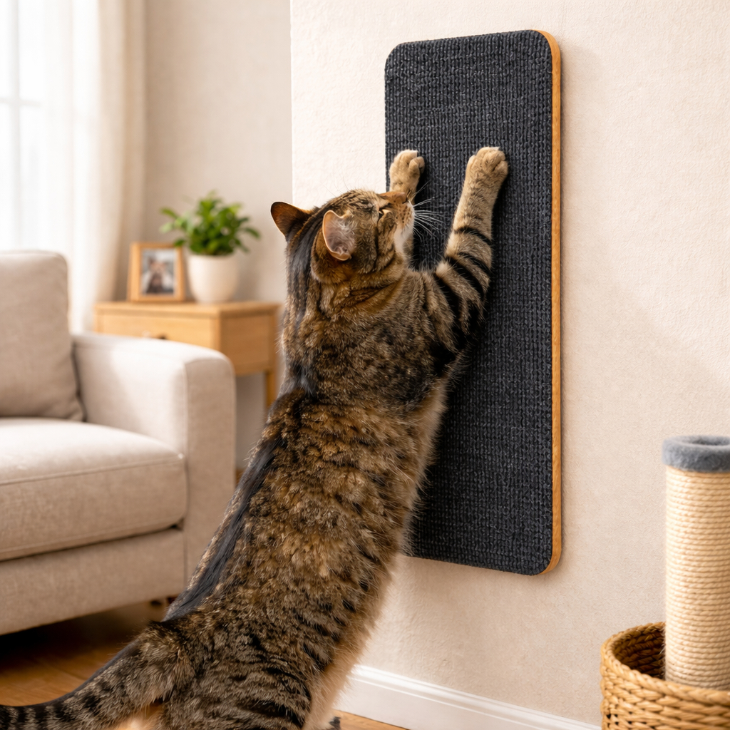 Arranhador Para Gatos De Parede Carpete MDF Gatificação Econômico Compacto Barato Facil Instalação