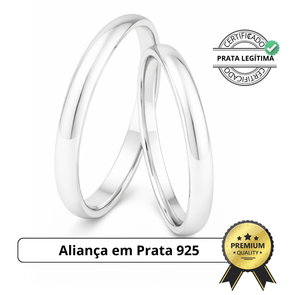 Aliança em Prata 925 Legítima 2mm Abaulada Para Namoro Compromisso Noivado com Garantia Promoção Top